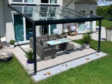 Hliníková pergola - čirý / bílá konstrukce Gutta Terrassendach Premium