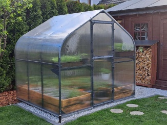 Obloukové skleníky s podezdívkou – Drop Alu 2,5 x 2 m polykarbonát 4 mm antracit BDX00390