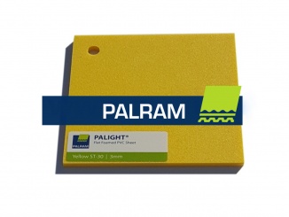 Plastové a kompozitní materiály Palram – PVC Palight Color Pěněná PVC deska Palight Tloušťka: 3, Barva: žlutá, Kód barvy: ST-30, Šířka: 1220, Délka: 2440, Hmotnost: 6.3