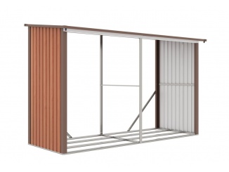 Plechové – G21 Přístřešek na dřevo WOH 682 - 302 x 119 cm, hnědý