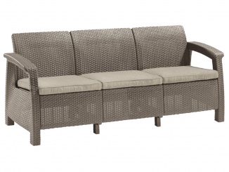 Pohovky – Corfu love seat max třísedačková pohovka hnědá světle hnědá