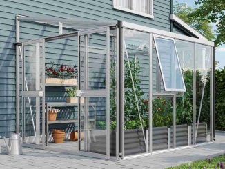 Skleníky ke zdi – Athena 10200 sklo 3 mm + PC 10 mm stříbrný LG3836