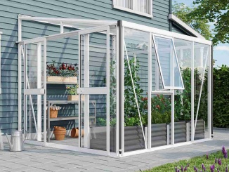 Skleníky ke zdi – Athena 8600 sklo 3 mm + PC 10 mm bílý LG3835