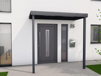 Stříšky nad dveře Gutta – Guttavordach BS PLUS se sloupky 200 x 90 cm, levý odtok
