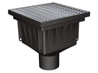 Vpusti MEA – Dvorní plastová vpusť s ocelovým roštem 300 x 300 mm 305 mm B125 141788