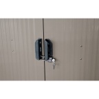 Zahradní domek kovový 3 x 2,4 m se sedlovou střechou hnědý Riwall PRO RMSA 8x10 Brown